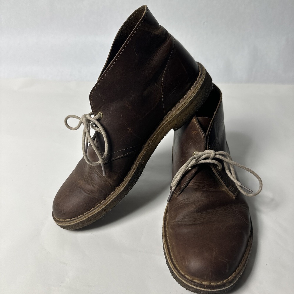 Clarks Bushacre Chukka Desert Boots Brown Leather 15522 Mens SZ 9.5